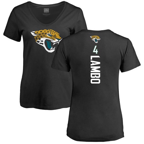 NFL Women's Nike Jacksonville Jaguars #4 Josh Lambo Black Backer V-Neck T-Shirt