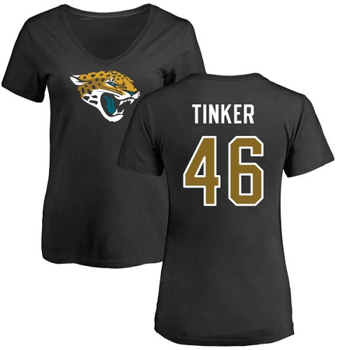 NFL Women's Nike Jacksonville Jaguars #46 Carson Tinker Black Name & Number Logo Slim Fit T-Shirt