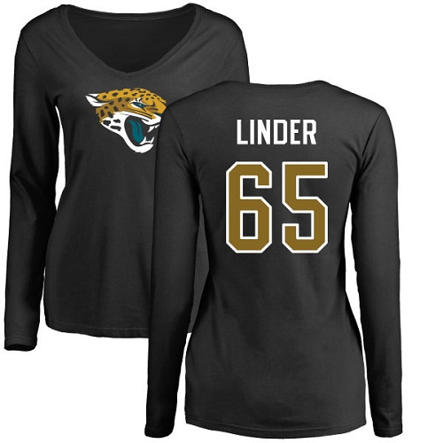 NFL Women's Nike Jacksonville Jaguars #65 Brandon Linder Black Name & Number Logo Slim Fit Long Sleeve T-Shirt