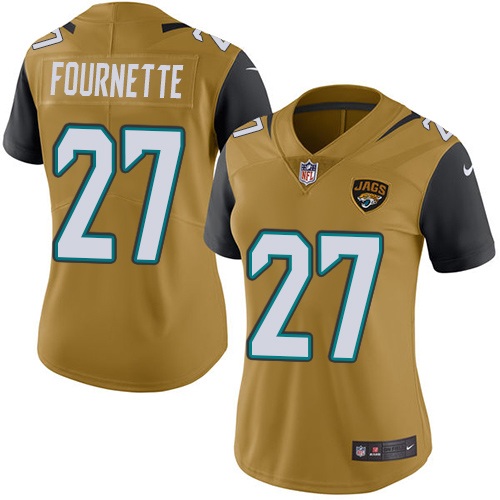 Women's Nike Jacksonville Jaguars #27 Leonard Fournette Limited Gold Rush Vapor Untouchable NFL Jersey