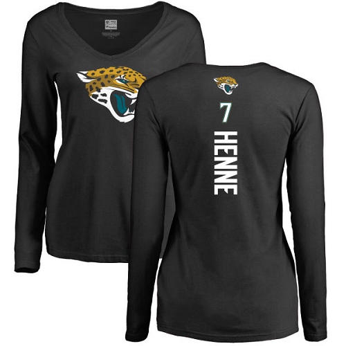 NFL Women's Nike Jacksonville Jaguars #7 Chad Henne Black Backer Slim Fit Long Sleeve T-Shirt