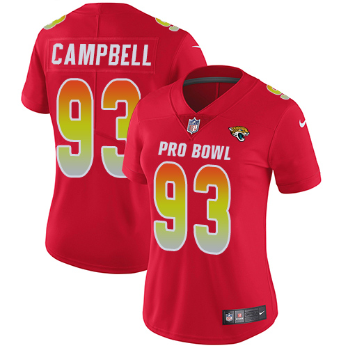 Women's Nike Jacksonville Jaguars #93 Calais Campbell Limited Red 2018 Pro Bowl NFL Jersey