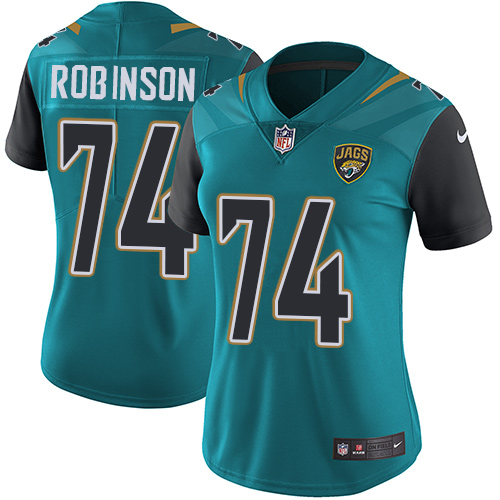 Women's Nike Jacksonville Jaguars #74 Cam Robinson Teal Green Team Color Vapor Untouchable Limited Player NFL Jersey