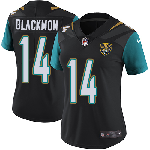 Women's Nike Jacksonville Jaguars #14 Justin Blackmon Black Alternate Vapor Untouchable Limited Player NFL Jersey