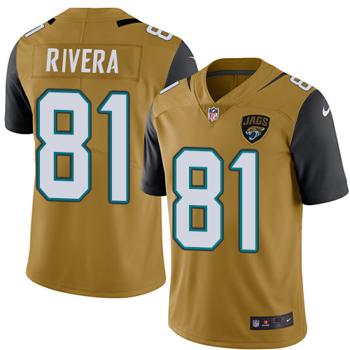 Men's Nike Jacksonville Jaguars #81 Mychal Rivera Elite Gold Rush Vapor Untouchable NFL Jersey