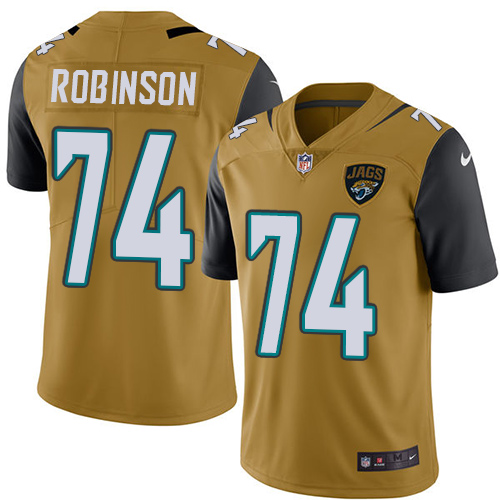 Men's Nike Jacksonville Jaguars #74 Cam Robinson Limited Gold Rush Vapor Untouchable NFL Jersey