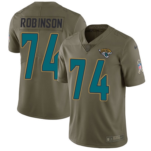 Youth Nike Jacksonville Jaguars #74 Cam Robinson Limited Olive 2017 Salute to Service NFL Jersey