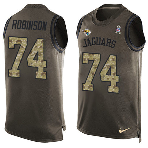 Men's Nike Jacksonville Jaguars #74 Cam Robinson Limited Green Salute to Service Tank Top NFL Jersey