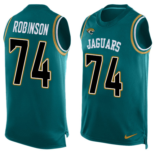 Men's Nike Jacksonville Jaguars #74 Cam Robinson Limited Teal Green Player Name & Number Tank Top NFL Jersey