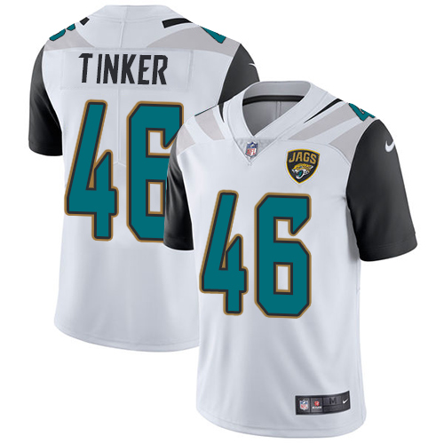 Men's Nike Jacksonville Jaguars #46 Carson Tinker White Vapor Untouchable Limited Player NFL Jersey