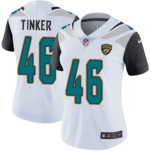 Women's Nike Jacksonville Jaguars #46 Carson Tinker White Vapor Untouchable Elite Player NFL Jersey