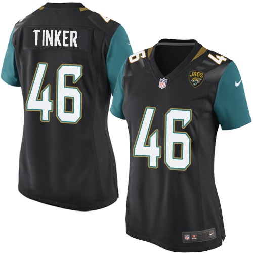 Women's Nike Jacksonville Jaguars #46 Carson Tinker Game Black Alternate NFL Jersey
