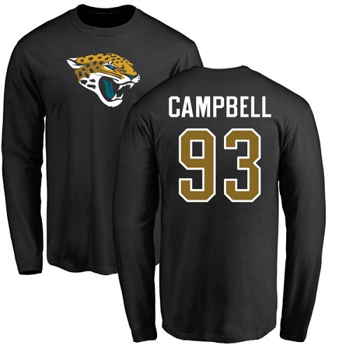 NFL Nike Jacksonville Jaguars #93 Calais Campbell Black Name & Number Logo Long Sleeve T-Shirt