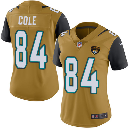 Women's Nike Jacksonville Jaguars #84 Keelan Cole Limited Gold Rush Vapor Untouchable NFL Jersey
