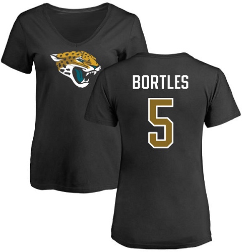 NFL Women's Nike Jacksonville Jaguars #5 Blake Bortles Black Name & Number Logo Slim Fit T-Shirt