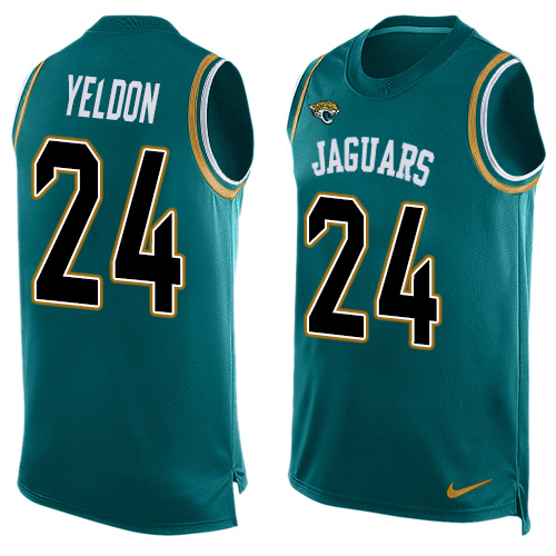 Men's Nike Jacksonville Jaguars #24 T.J. Yeldon Limited Teal Green Player Name & Number Tank Top NFL Jersey