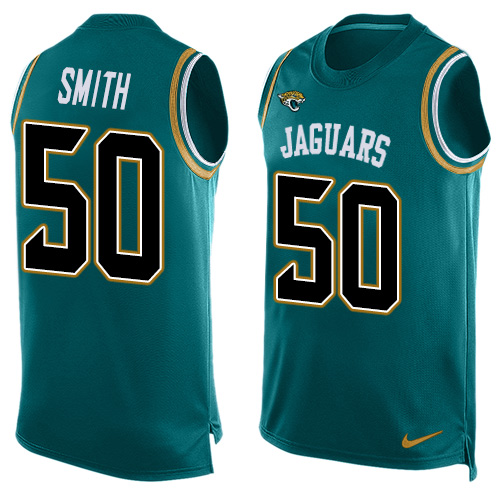 Men's Nike Jacksonville Jaguars #50 Telvin Smith Limited Teal Green Player Name & Number Tank Top NFL Jersey