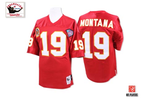 Mitchell and Ness Kansas City Chiefs #19 Joe Montana Red 75th Anniversary Authentic Throwback NFL Jersey