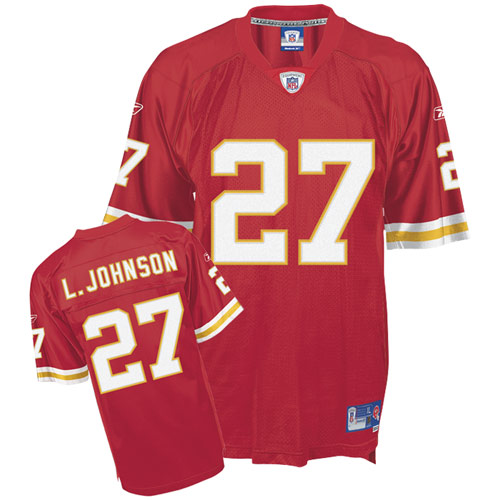 Reebok Kansas City Chiefs #27 Larry Johnson Red Team Color Replica Throwback NFL Jersey