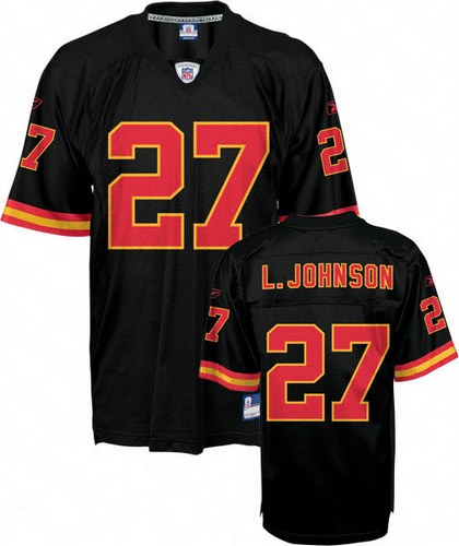 Reebok Kansas City Chiefs #27 Larry Johnson Black Alternate Replica Throwback NFL Jersey