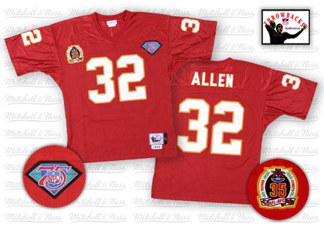 Mitchell And Ness Kansas City Chiefs #32 Marcus Allen Red 75TH Patch Authentic Throwback NFL Jersey