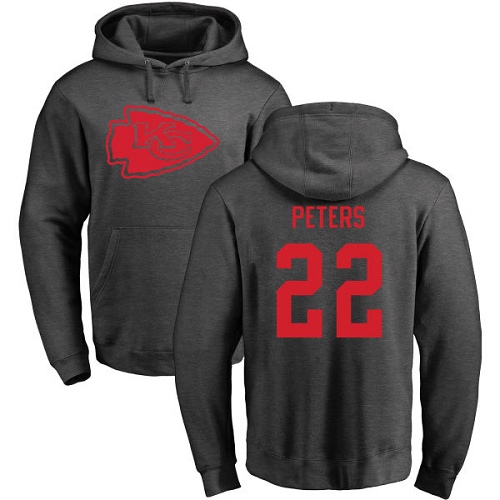 NFL Nike Kansas City Chiefs #22 Marcus Peters Ash One Color Pullover Hoodie