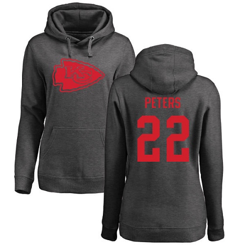 NFL Women's Nike Kansas City Chiefs #22 Marcus Peters Ash One Color Pullover Hoodie