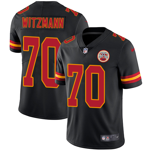 Men's Nike Kansas City Chiefs #70 Bryan Witzmann Limited Black Rush Vapor Untouchable NFL Jersey