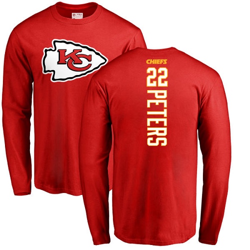 NFL Nike Kansas City Chiefs #22 Marcus Peters Red Backer Long Sleeve T-Shirt