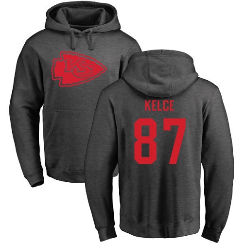NFL Nike Kansas City Chiefs #87 Travis Kelce Ash One Color Pullover Hoodie
