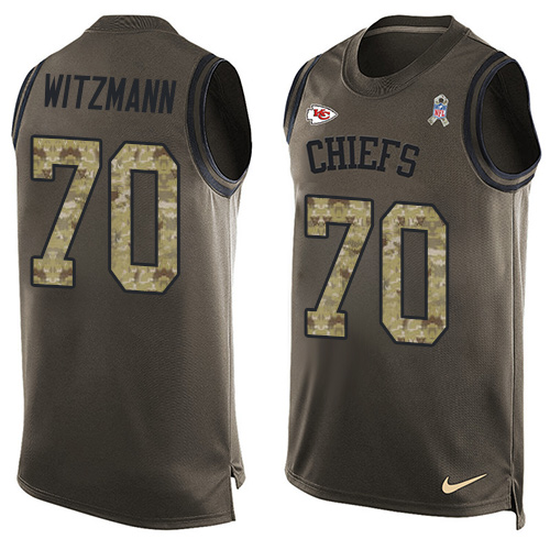 Men's Nike Kansas City Chiefs #70 Bryan Witzmann Limited Green Salute to Service Tank Top NFL Jersey
