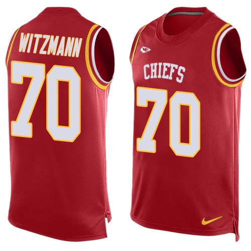 Men's Nike Kansas City Chiefs #70 Bryan Witzmann Limited Red Player Name & Number Tank Top NFL Jersey