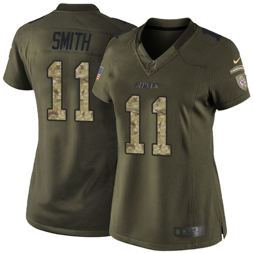 Women's Nike Kansas City Chiefs #11 Alex Smith Elite Green Salute to Service NFL Jersey