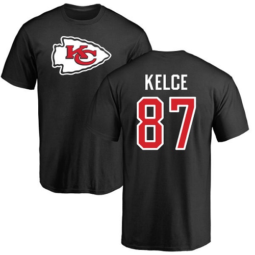 NFL Nike Kansas City Chiefs #87 Travis Kelce Black Name & Number Logo T-Shirt