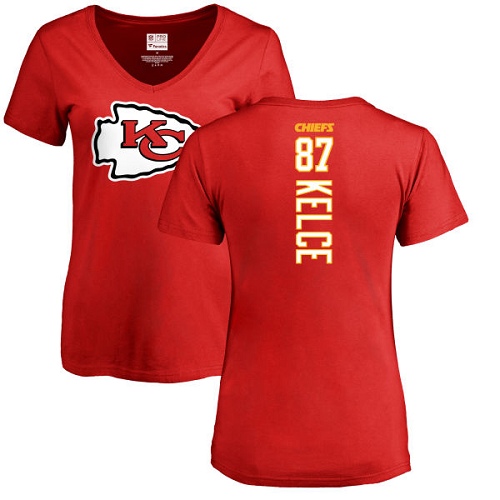 NFL Women's Nike Kansas City Chiefs #87 Travis Kelce Red Backer T-Shirt