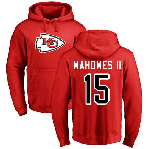 NFL Nike Kansas City Chiefs #15 Patrick Mahomes II Red Name & Number Logo Pullover Hoodie