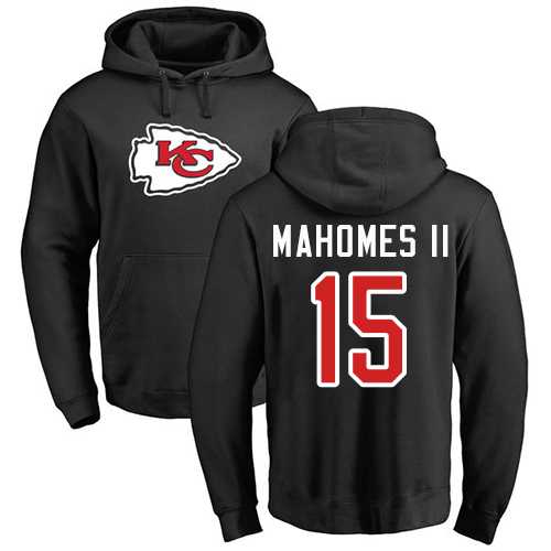 NFL Nike Kansas City Chiefs #15 Patrick Mahomes II Black Name & Number Logo Pullover Hoodie