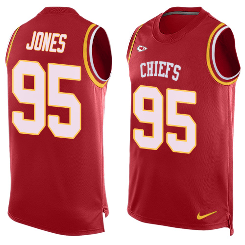 Men's Nike Kansas City Chiefs #95 Chris Jones Limited Red Player Name & Number Tank Top NFL Jersey