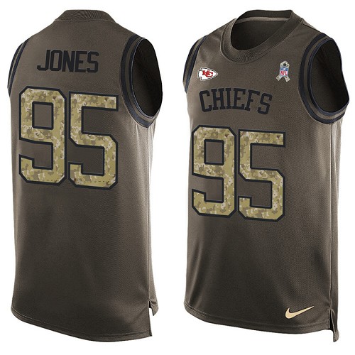 Men's Nike Kansas City Chiefs #95 Chris Jones Limited Green Salute to Service Tank Top NFL Jersey