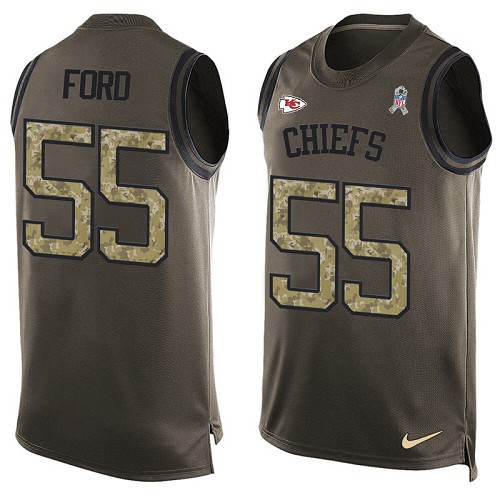 Men's Nike Kansas City Chiefs #55 Dee Ford Limited Green Salute to Service Tank Top NFL Jersey