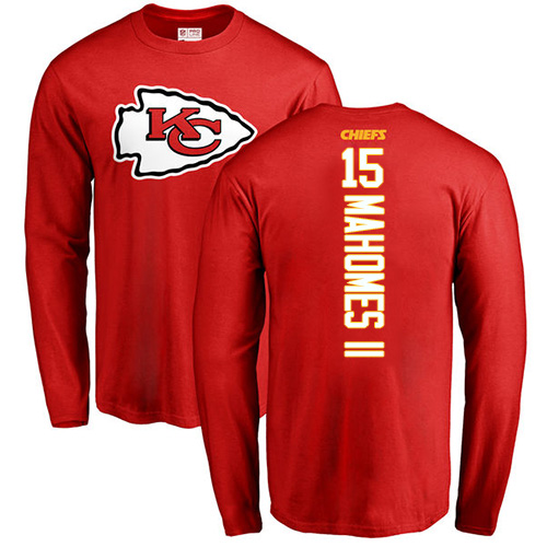NFL Nike Kansas City Chiefs #15 Patrick Mahomes II Red Backer Long Sleeve T-Shirt