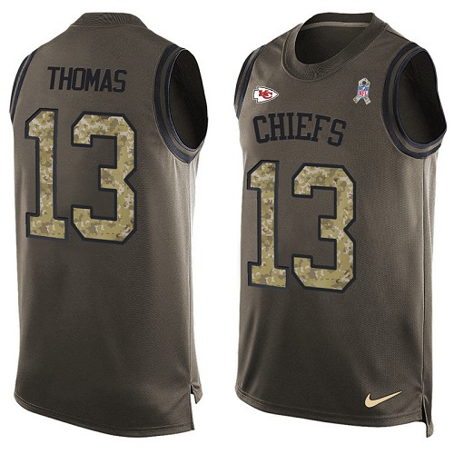 Men's Nike Kansas City Chiefs #13 De'Anthony Thomas Limited Green Salute to Service Tank Top NFL Jersey