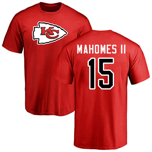 NFL Nike Kansas City Chiefs #15 Patrick Mahomes II Red Name & Number Logo T-Shirt