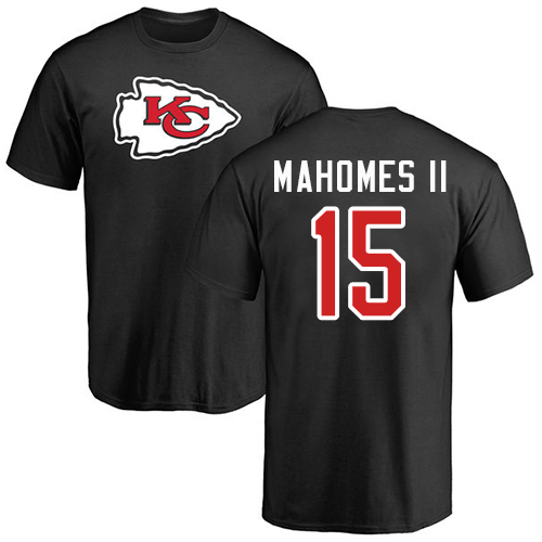 NFL Nike Kansas City Chiefs #15 Patrick Mahomes II Black Name & Number Logo T-Shirt