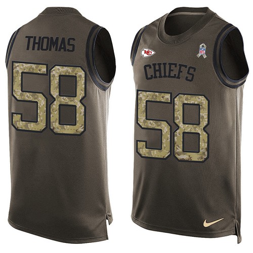 Men's Nike Kansas City Chiefs #58 Derrick Thomas Limited Green Salute to Service Tank Top NFL Jersey