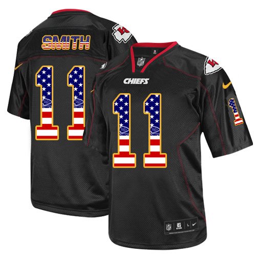Men's Nike Kansas City Chiefs #11 Alex Smith Elite Black USA Flag Fashion NFL Jersey