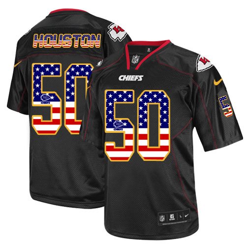 Men's Nike Kansas City Chiefs #50 Justin Houston Elite Black USA Flag Fashion NFL Jersey
