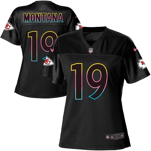 Women's Nike Kansas City Chiefs #19 Joe Montana Game Black Fashion NFL Jersey