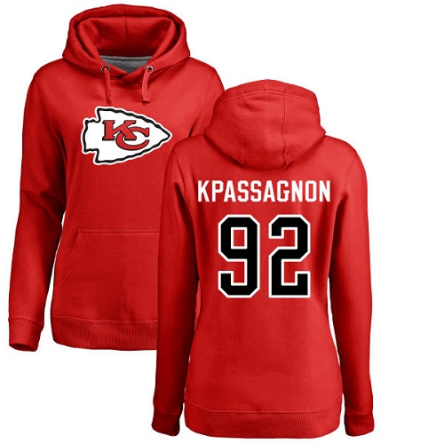 NFL Women's Nike Kansas City Chiefs #92 Tanoh Kpassagnon Red Name & Number Logo Pullover Hoodie