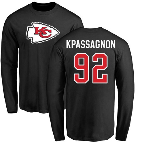 NFL Nike Kansas City Chiefs #92 Tanoh Kpassagnon Black Name & Number Logo Long Sleeve T-Shirt